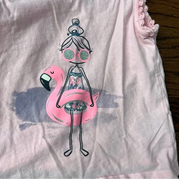 🍭6/$30 Gap Sleeveless Flamingo Summer Graphic Tee Tank for Toddler Girl 3T - Picture 3 of 4
